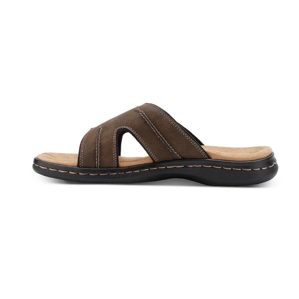 Dockers Sunland Dark Brown Leather Slide Sandals‎ Men's Size 9M Casual Comfort